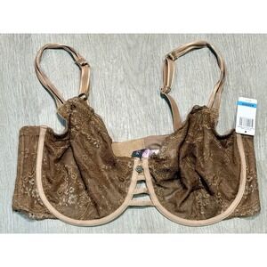 Parisa Marseilles Balconette Lace Embroidered Underwire Bra 38G Brown PT1066